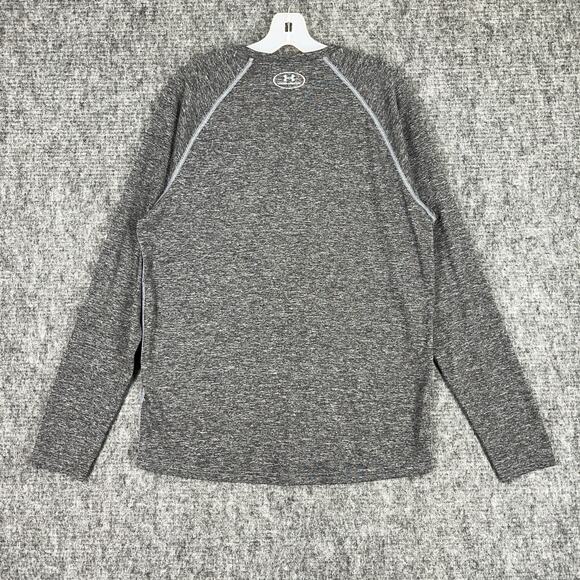 Under Armour‎ Mens Run Shirt L Gray Heatgear Fitted Gym Workout Training Running - Picture 2 of 6